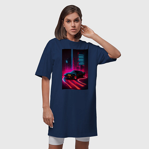 Женская футболка-платье KITT auto - неон / Тёмно-синий – фото 3