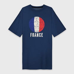 Футболка женская-платье Футбол Франции, цвет: тёмно-синий