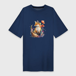 Женская футболка-платье Акварельная милая лиса