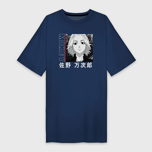 Женская футболка-платье Манджиро Сано аниме / Тёмно-синий – фото 1