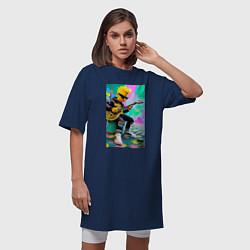 Футболка женская-платье Барт Симпсон играет на гитаре, цвет: тёмно-синий — фото 2