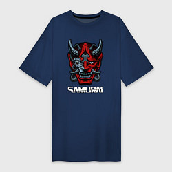 Футболка женская-платье Samurai mask, цвет: тёмно-синий