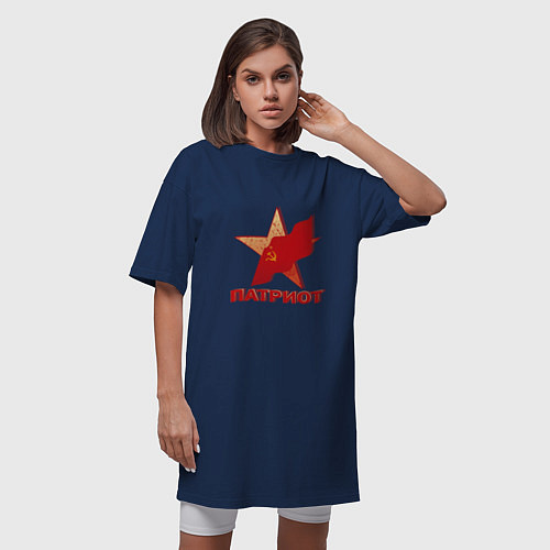 Женская футболка-платье Я патриот / Тёмно-синий – фото 3