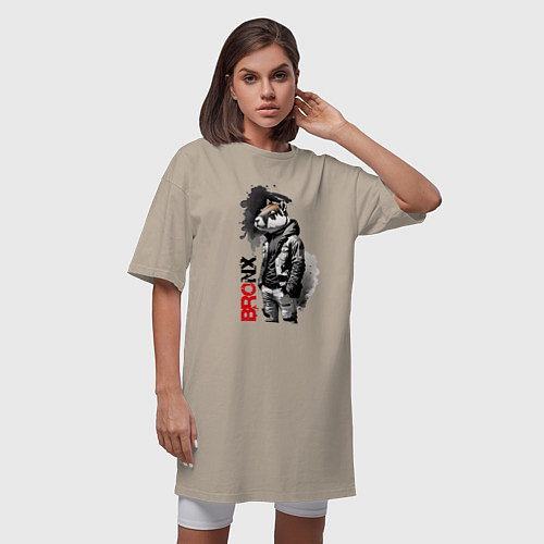 Женская футболка-платье Dude Capy - Bronx - New York / Миндальный – фото 3