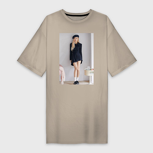 Женская футболка-платье BLACKPINK - Rose / Миндальный – фото 1