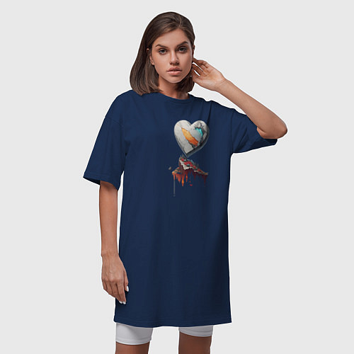 Женская футболка-платье Каменное сердце / Тёмно-синий – фото 3