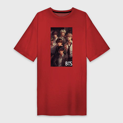 Женская футболка-платье Bts fan art / Красный – фото 1