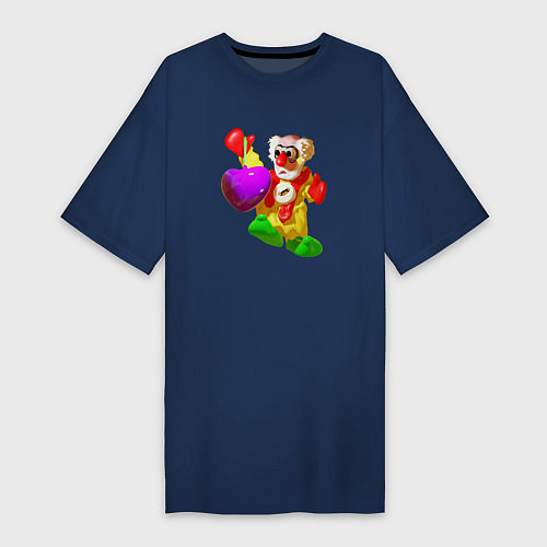 Женская футболка-платье Клоун и сердце / Тёмно-синий – фото 1