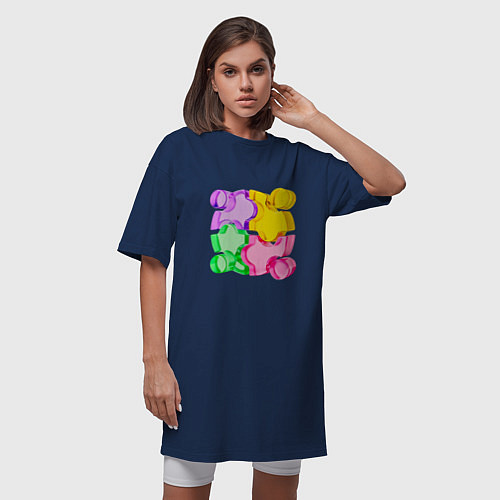 Женская футболка-платье 3D пазл / Тёмно-синий – фото 3