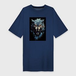 Женская футболка-платье Серый волк и синии брызги