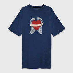 Женская футболка-платье Сердце с крыльями