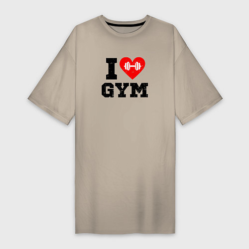 Женская футболка-платье I love gym / Миндальный – фото 1