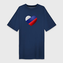 Женская футболка-платье Флаг России в сердце