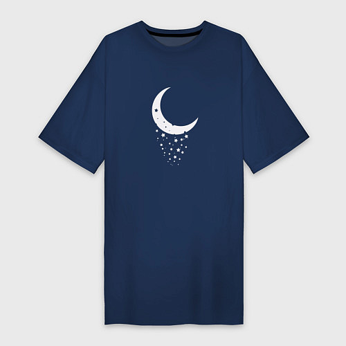Женская футболка-платье Месяц рассыпающийся на звезды / Тёмно-синий – фото 1