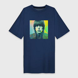 Футболка женская-платье Brian Jones Pop Glitch Art, цвет: тёмно-синий