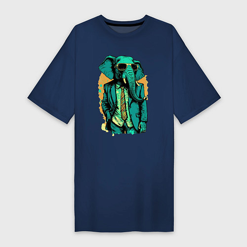 Женская футболка-платье Человек слон / Тёмно-синий – фото 1