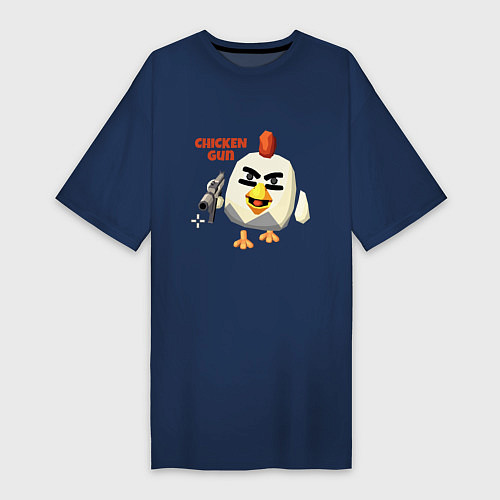 Женская футболка-платье Chicken Gun злой / Тёмно-синий – фото 1