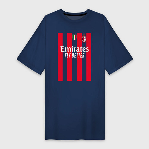 Женская футболка-платье Рафаэль Леао ФК Милан форма 2223 домашняя / Тёмно-синий – фото 1