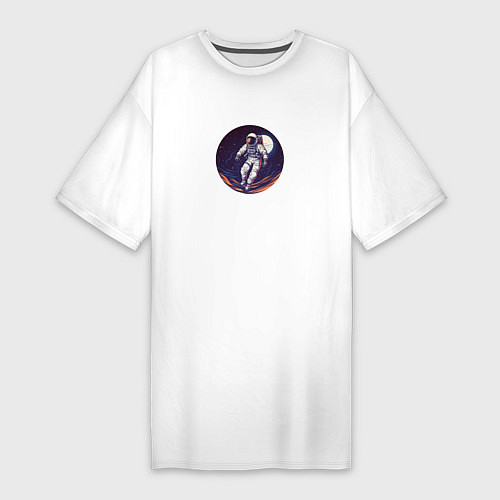 Женская футболка-платье Космонавт в круге на Марсе / Белый – фото 1