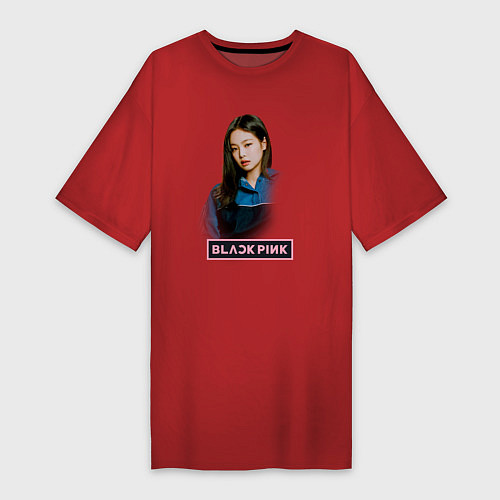 Женская футболка-платье Blackpink shut down / Красный – фото 1