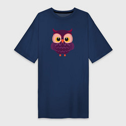 Женская футболка-платье Сиреневая сова с большими глазами