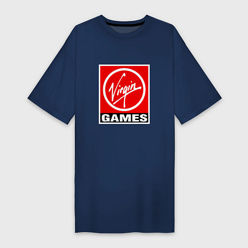 Женская футболка-платье Virgin games logo / Тёмно-синий – фото 1