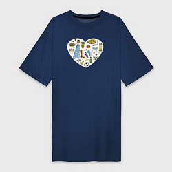 Футболка женская-платье Итальянское сердце, цвет: тёмно-синий