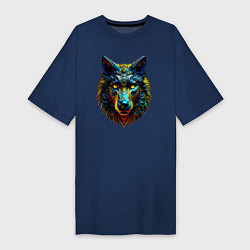 Женская футболка-платье Ажурный волк от нейросети