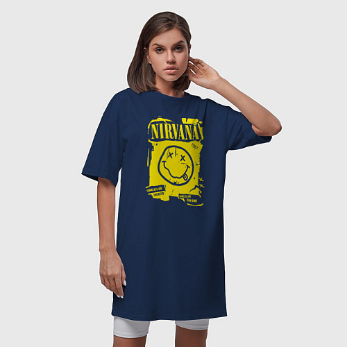 Женская футболка-платье Nirvana theater / Тёмно-синий – фото 3