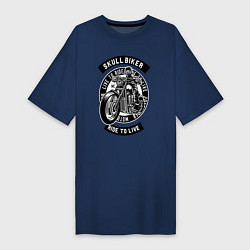 Женская футболка-платье Skull biker - live to ride