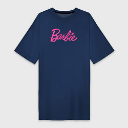 Футболка женская-платье Блестящий логотип Барби, цвет: тёмно-синий
