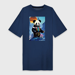 Женская футболка-платье Панда на берегу озера - нейросеть