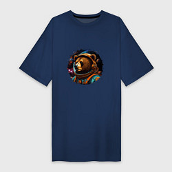 Женская футболка-платье Медведь космонавт