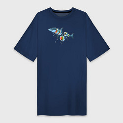 Женская футболка-платье Суши акула
