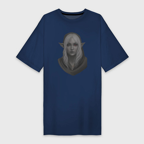 Женская футболка-платье Baldurs gate 3 drow elf / Тёмно-синий – фото 1