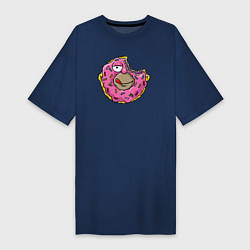Футболка женская-платье Гомер пончик, цвет: тёмно-синий