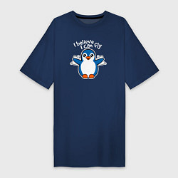 Женская футболка-платье Fly penguin