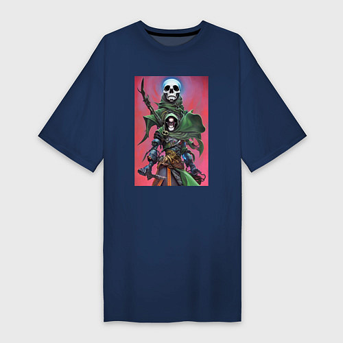 Женская футболка-платье Warrior of darkness - skull / Тёмно-синий – фото 1