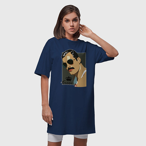Женская футболка-платье Freddie head / Тёмно-синий – фото 3