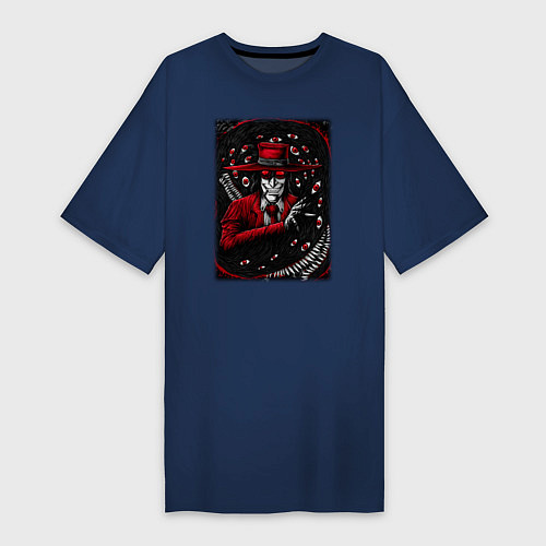 Женская футболка-платье Хеллсинг Алукард и монстр / Тёмно-синий – фото 1