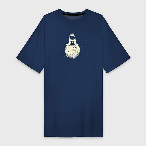 Женская футболка-платье Лунный космонавт / Тёмно-синий – фото 1