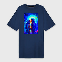 Футболка женская-платье Космическая любовь - нейросеть, цвет: тёмно-синий