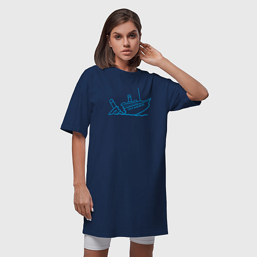 Женская футболка-платье Ship happens / Тёмно-синий – фото 3