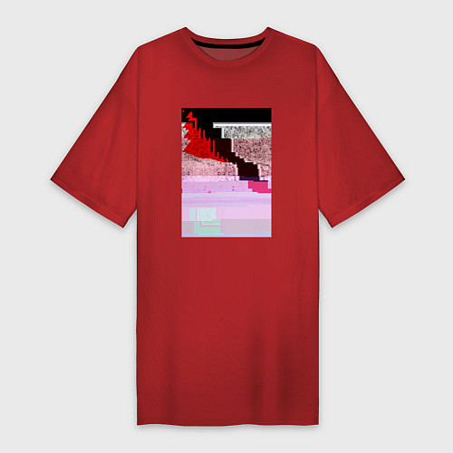 Женская футболка-платье Abstract glitch / Красный – фото 1