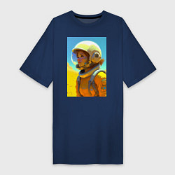 Футболка женская-платье Девушка-астронавт - нейросеть, цвет: тёмно-синий