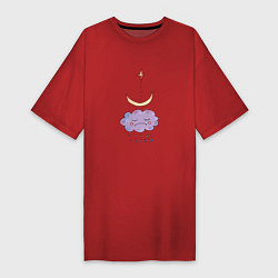 Женская футболка-платье Тучка с дождиком и луной