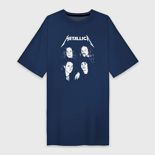 Женская футболка-платье Metallica band / Тёмно-синий – фото 1