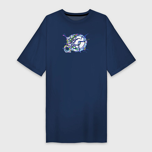 Женская футболка-платье Нейрографика / Тёмно-синий – фото 1