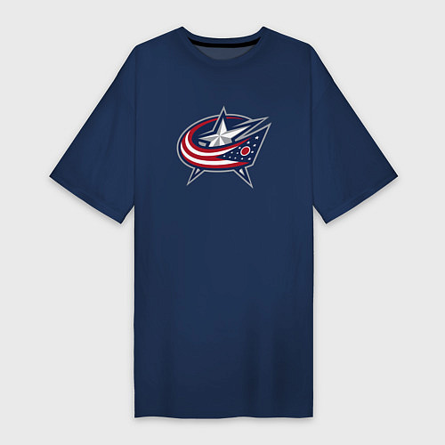 Женская футболка-платье Columbus blue jackets - hockey team - emblem / Тёмно-синий – фото 1