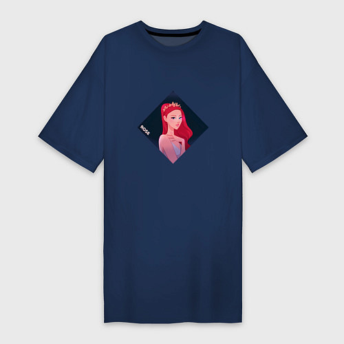 Женская футболка-платье Арт Розе из BlackPink / Тёмно-синий – фото 1